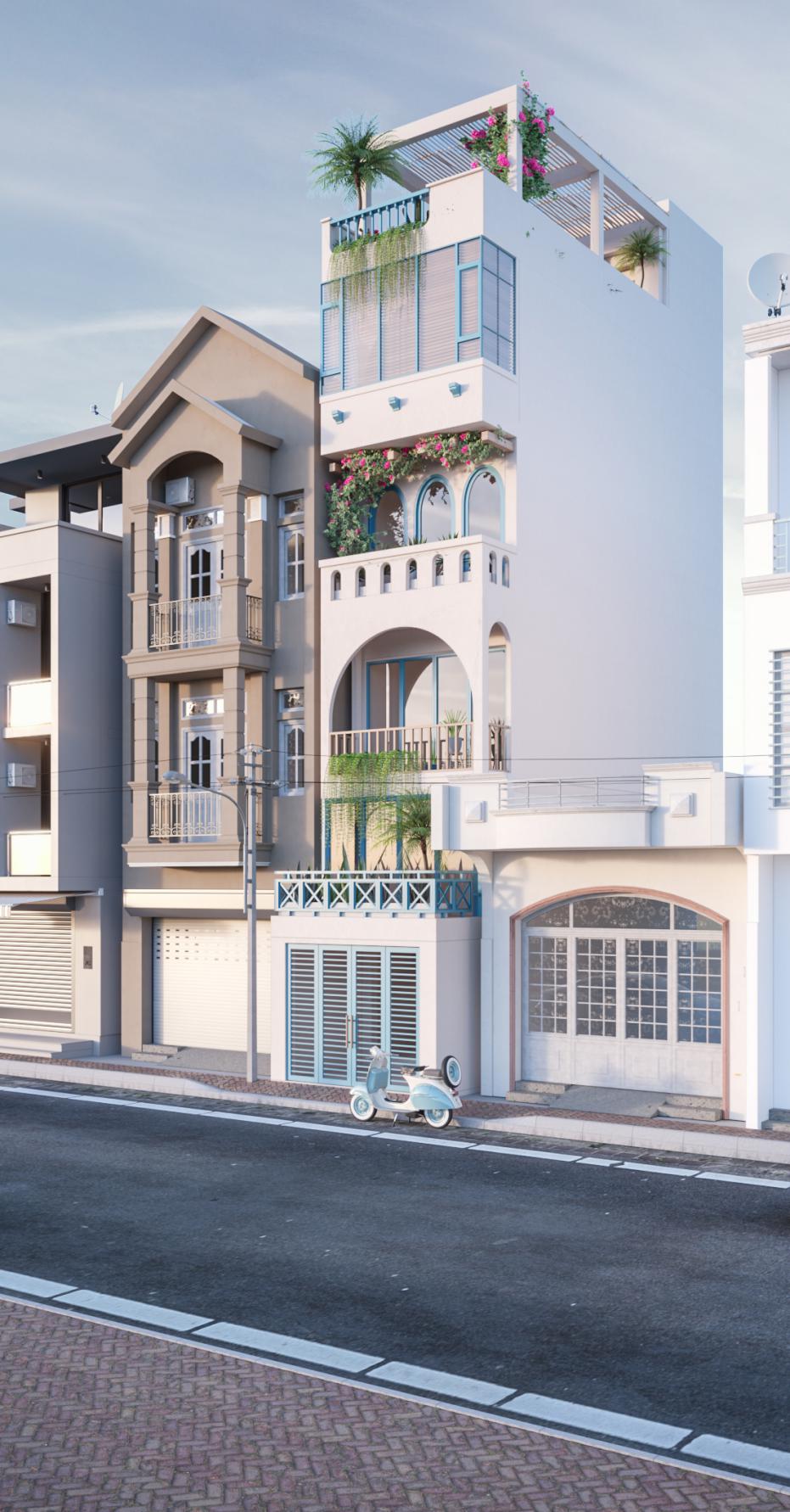 DỊU DÀNG NHẸ NHÀNG CÙNG THIẾT KẾ ĐỊA TRUNG HẢI NHÀ PHỐ GÒ VẤP